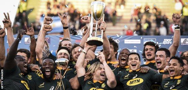 South Africa with the Rugby Championship trophy