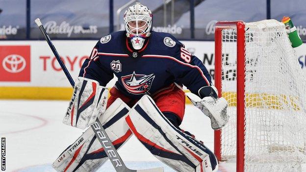 Columbus Blue Jackets goaltender Matiss Kivlenieks