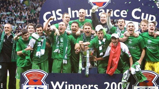 Hibs' League Cup winning squad was soon broken up as key players were sold