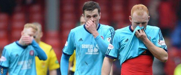 Hamilton's players are disappointed at Pittodrie