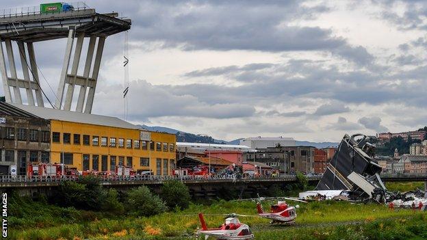 Genoa's Morandi bridge after it collapsed