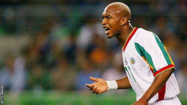 El Hadji Diouf in action for Senegal at the 2002 World Cup