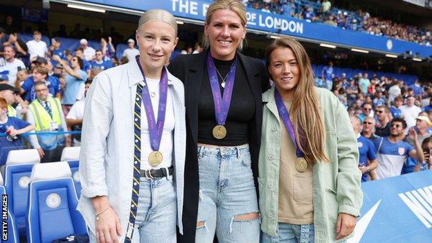 Bethany England, Millie Bright and Fran Kirby