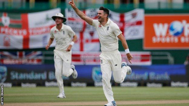 James Anderson celebrates a wicket