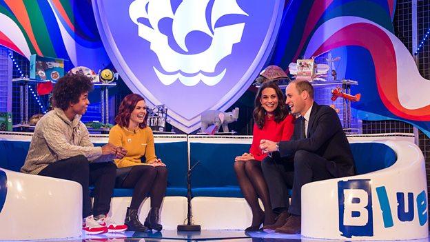 Duke and Duchess of Cambridge on the Blue Peter set.