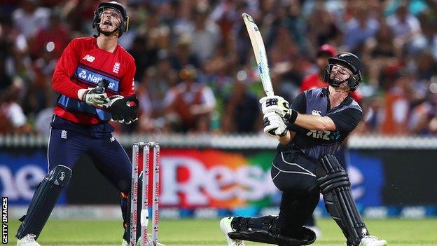 New Zealand opener Colin Munro hits as six in defeat by England