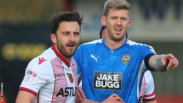 Jon Stead in a Notts County Jake Bugg shirt.