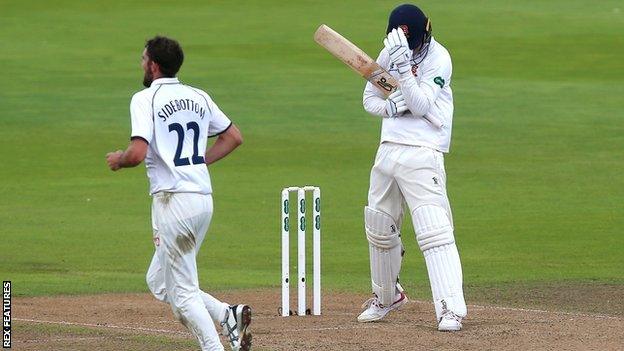 One of Ryan Sidebottom's 23 late season Championship victims was Essex's Dan Lawrence, the Young Player of the Year