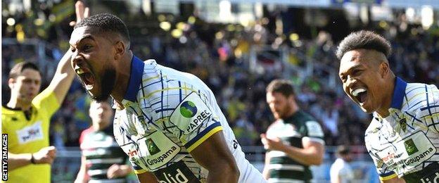 Cheikh Tiberghien celebrates scoring for Clermont