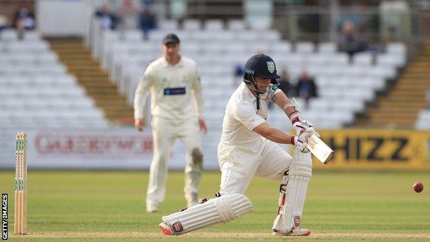 Durham's BJ Watling kept his concentration during a rain-affected day to reach his hundred