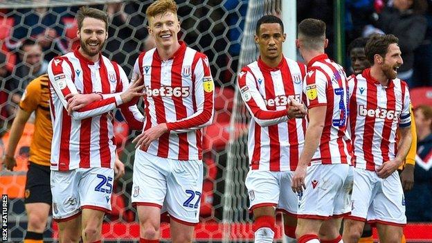 Hull old boys Nick Powell (left) and Sam Clucas (second left) were both on target in Stoke's storming start at the Bet 365 Stadium