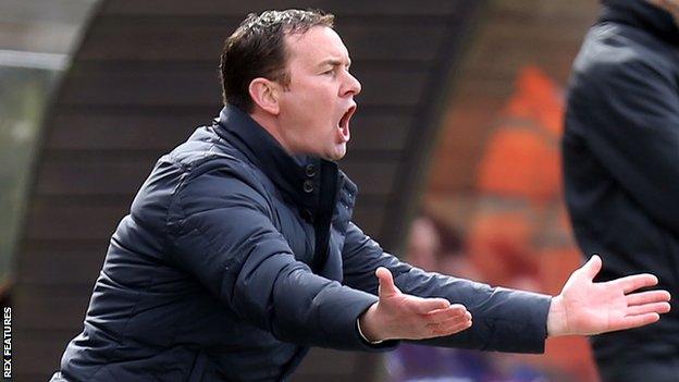 Derek Adams on the touchline at Home Park