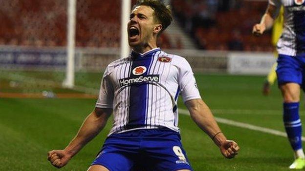 Tom Bradshaw's Walsall highlight was his hat-trick in the 4-3 League Cup first round win at Nottingham Forest in August