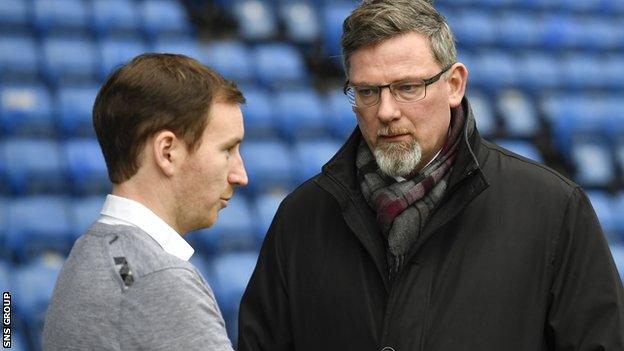 Hearts head coach Ian Cathro and director of football Craig Levein