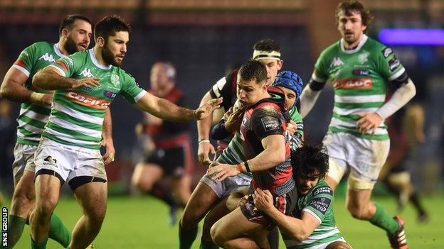 Damian Hoyland scored two of Edinburgh's three tries at Murrayfield