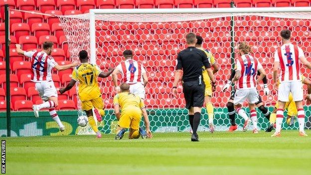 Nick Powell's 25th-minute opener against Reading was the first Stoke goal witnessed live by fans since he himself scored the final goal in the 5-1 win over Hull City at the Bet 365 Stadium on 7 March 2020.