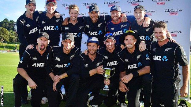 New Zealand with the ODI series trophy