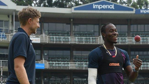 England captain Joe Root (left) and fast bowler Jofra Archer