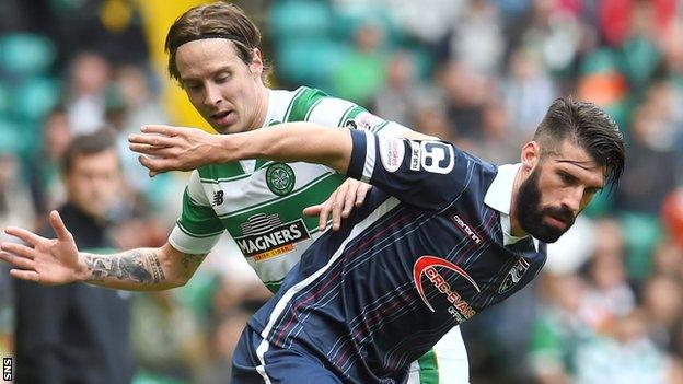 Celtic's Stefan Johansen and Ross County's Rocco Quinn