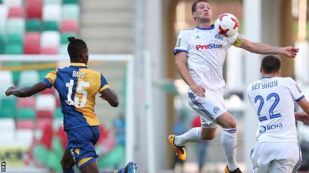 Bayo (left) has scored 18 goals in 23 games for his club this season