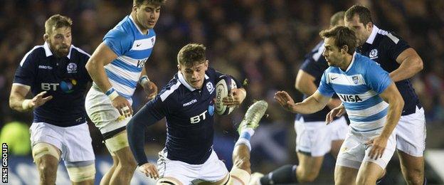 Edinburgh back-row Magnus Bradbury made his Scotland debut