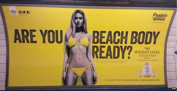 Protein World's advert, asking "Are you beach body ready?"