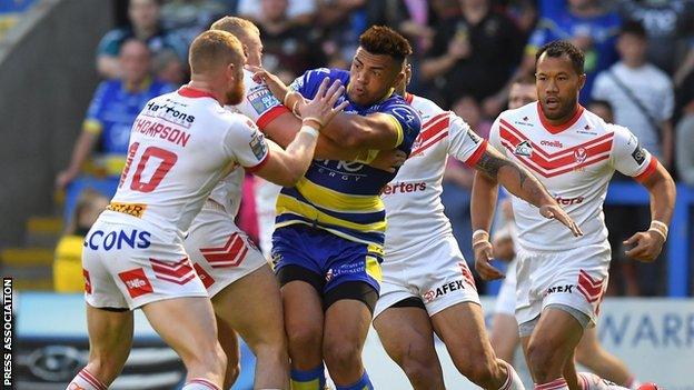 England rugby union international Luther Burrell came in for a lot of close attention from St Helens on his first start for Warrington