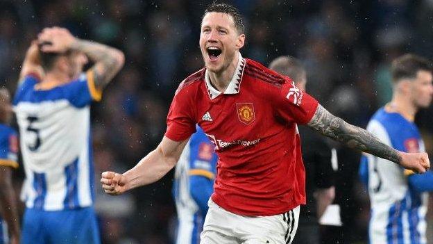 Wout Weghorst celebrates for Manchester United