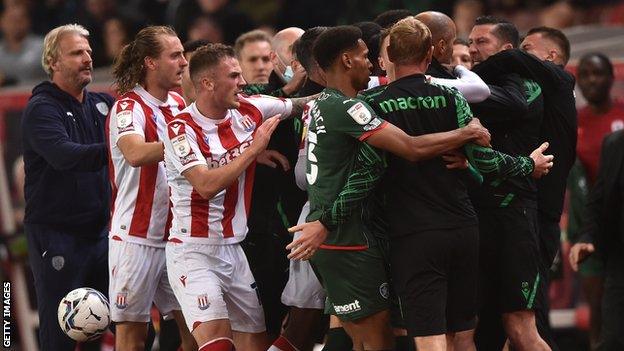 Stoke v Barnsley melee