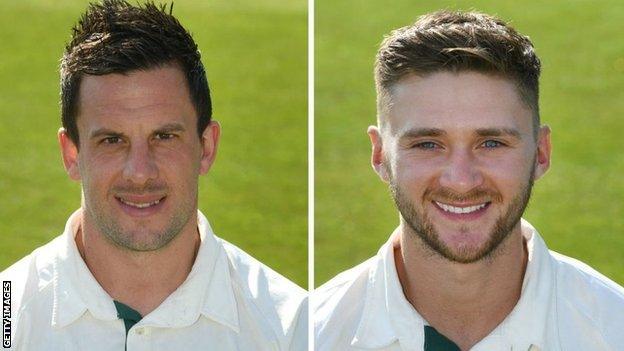 Nottinghamshire's two centurions Steven Mullaney (left) and Joe Clarke have both now 15 first-class tons