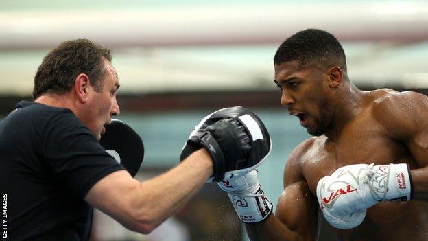 Rob McCracken and Anthony Joshua pictured during training