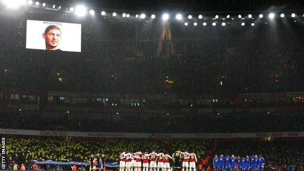 Cardiff and Arsenal players holding moment of reflection for Emiliano Sala before their game at Emirates Stadium