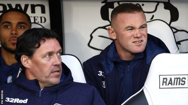 Wayne Rooney makes his first appearance as a Derby coach at Pride Park