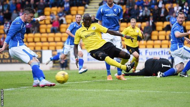 Michael O'Halloran hammered St Johnstone in front after 34 minutes