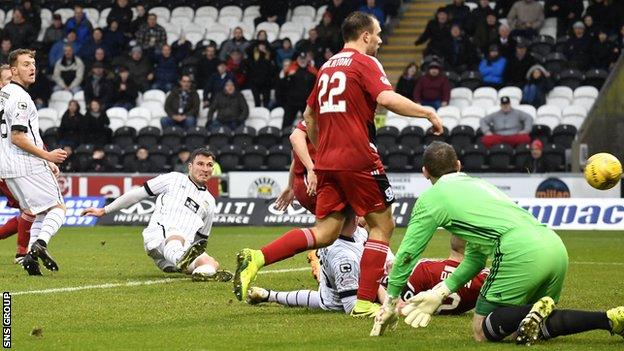 John Sutton knocks in the winning goal for St Mirren