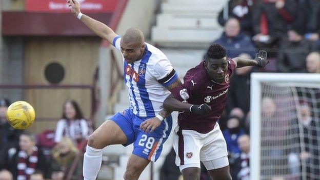 Kilmarnock striker Josh Magennis in action against Hearts