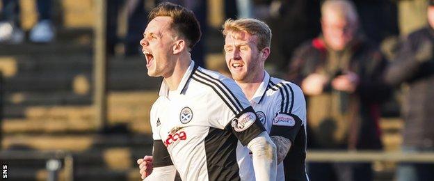 Ayr's Lawrence Shankland celebrates