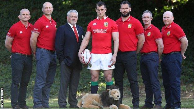 Graham Rowntree, Steve Borthwick, Warren Gatland, Sam Warburton, Andy Farrell, Rob Howley and Neil Jenkins