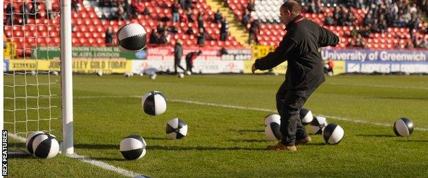 Beach balls were used as part of the protests at Charlton