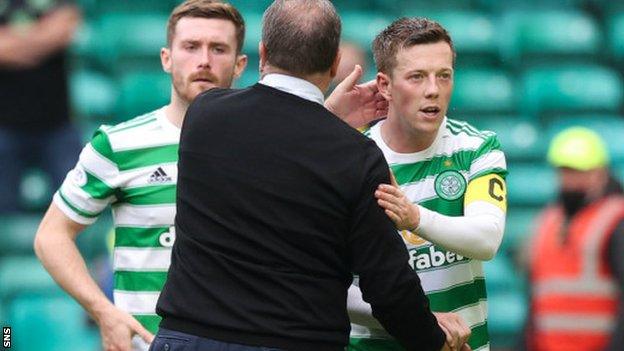 Celtic manager Ange Postecoglou and captain Callum McGregor