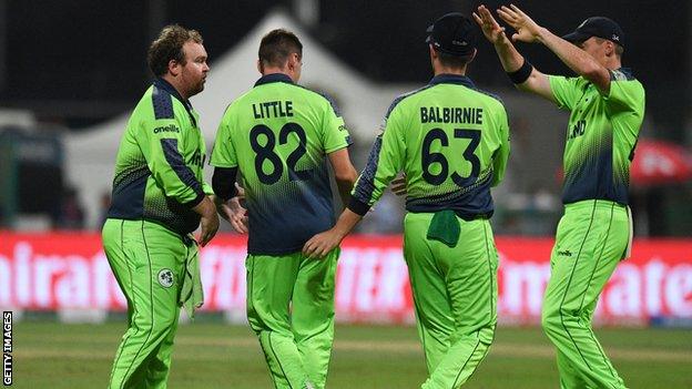 Ireland celebrate a wicket