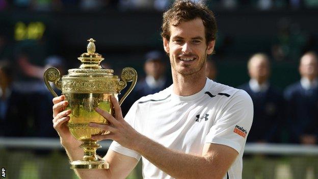 Andy Murray with the Wimbledon trophy