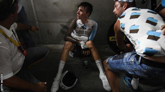 AG2R rider Romain Bardet at the end of the time trial