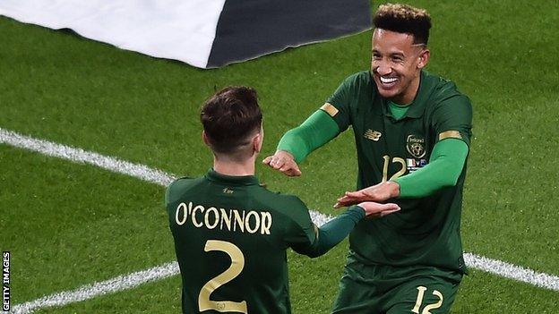 Celtic's Lee O'Connor (left) celebrates with Republic of Ireland