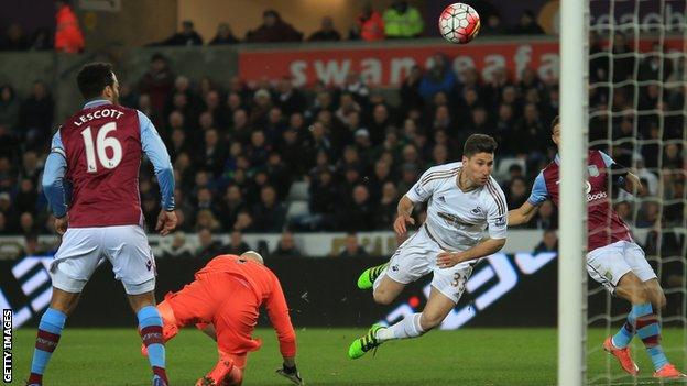 Federico Fernandez scores the winner for Swansea