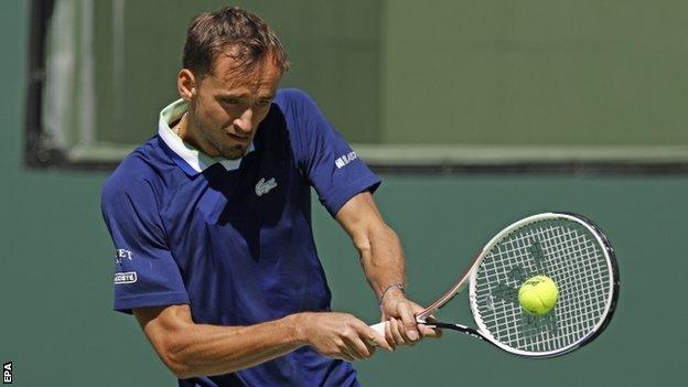 Daniil Medvedev playing at Indian Wells