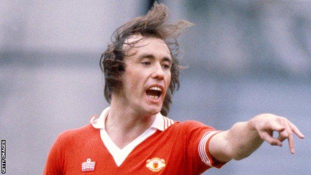 Sammy McIlroy in action for Manchester United in 1978