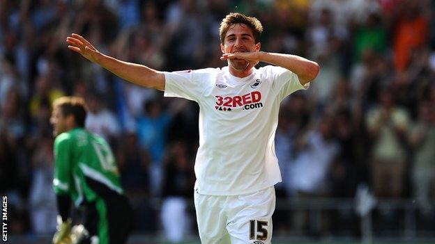 Fabio Borini scored six goals in 12 appearances for Swansea to help them into the Premier League in 2010-11