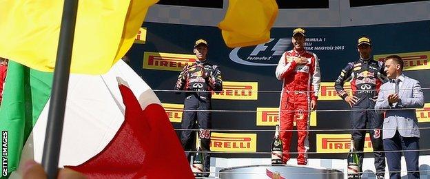 Daniil Kvyat, Sebastian Vettel and Daniel Ricciardo