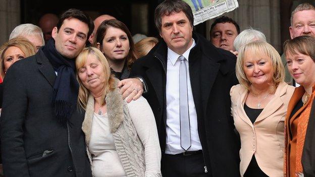 Andy Burnham with Hillsborough families